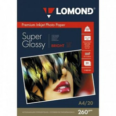Фотобумага А4 для стр. принтеров Lomond, 260г/м2 (20л) ярко-белая супергл.